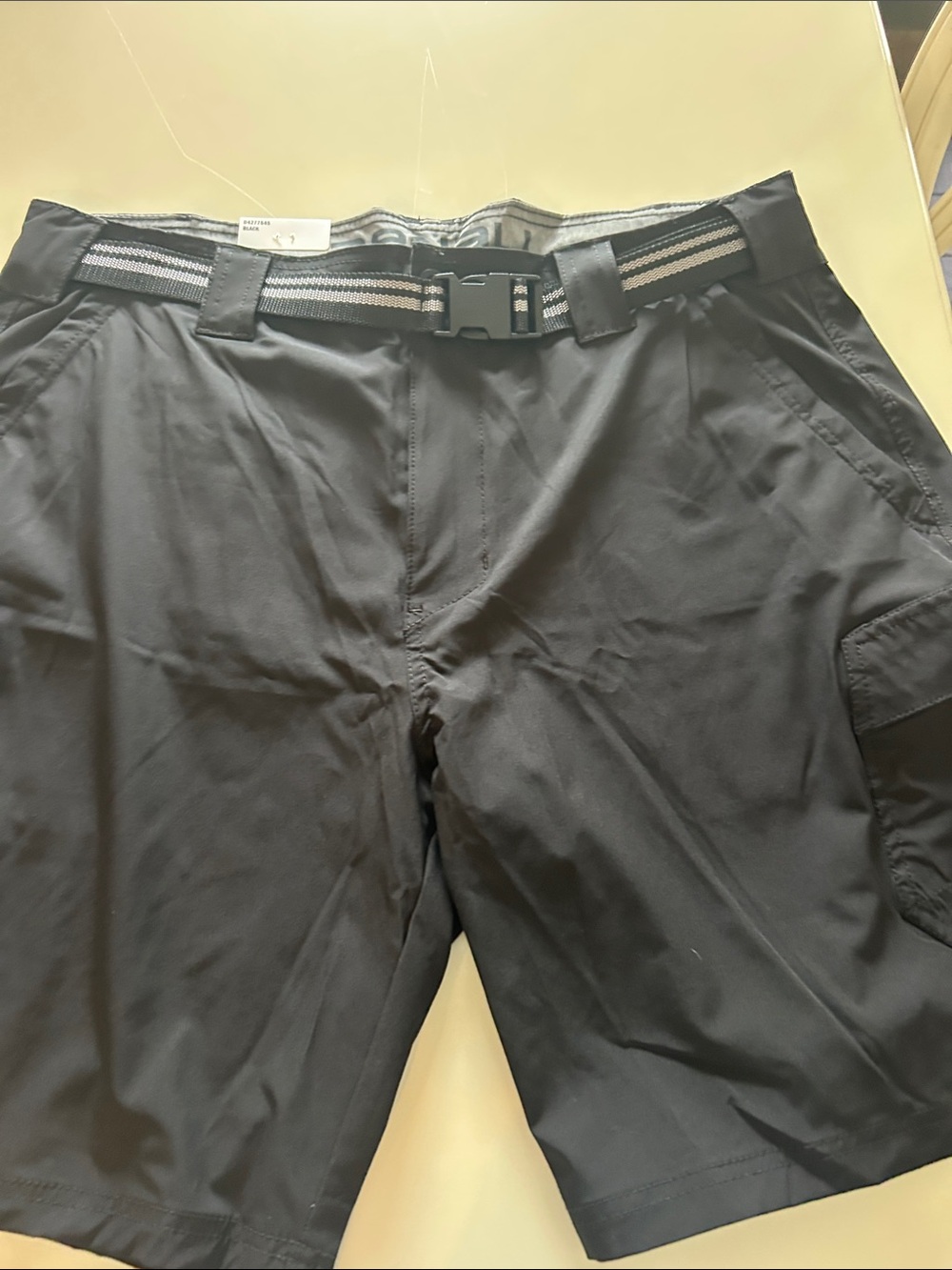 Men's Black Cargo Shorts with Webbing Belt